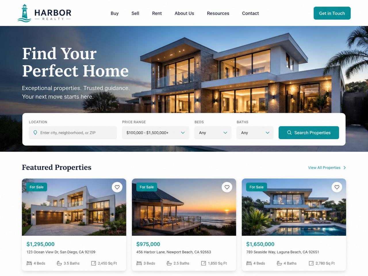 Harbor Realty — website preview